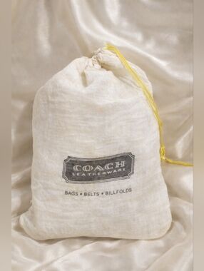 Coach Small Beige Drawstring Dust Bag – Protective Storage Dustbag 5.5x7.25-inch